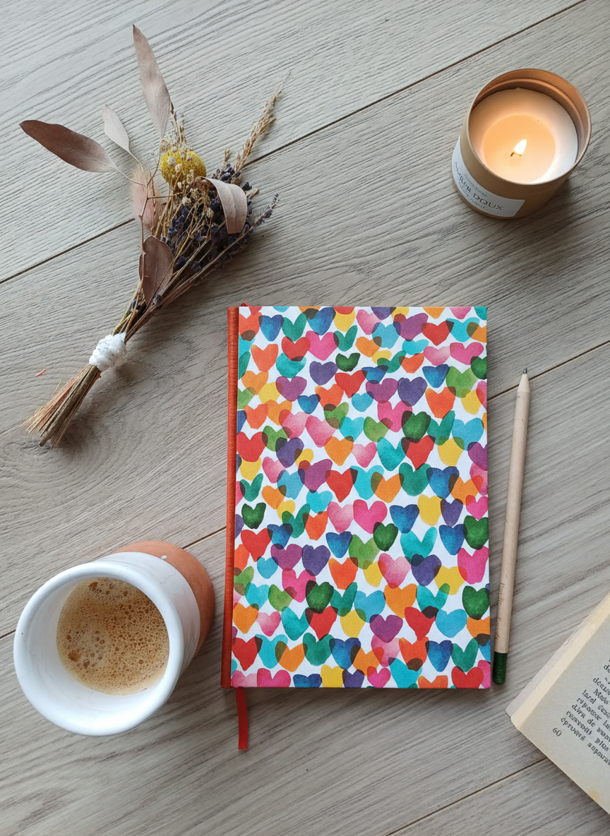 Carnet Rosalie - Cœurs colorés
