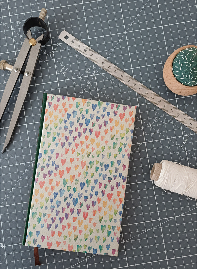 Carnet Hortense - Cœurs arc-en-ciel