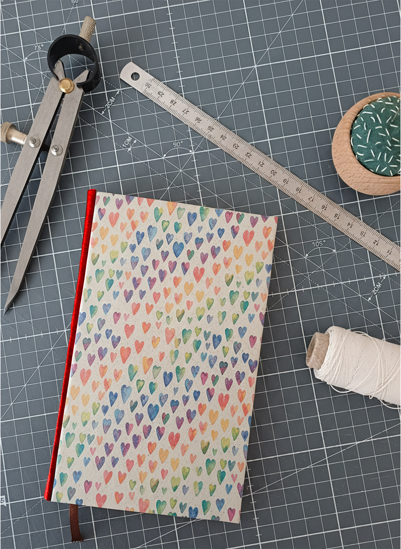 Carnet Hortense - Cœurs arc-en-ciel