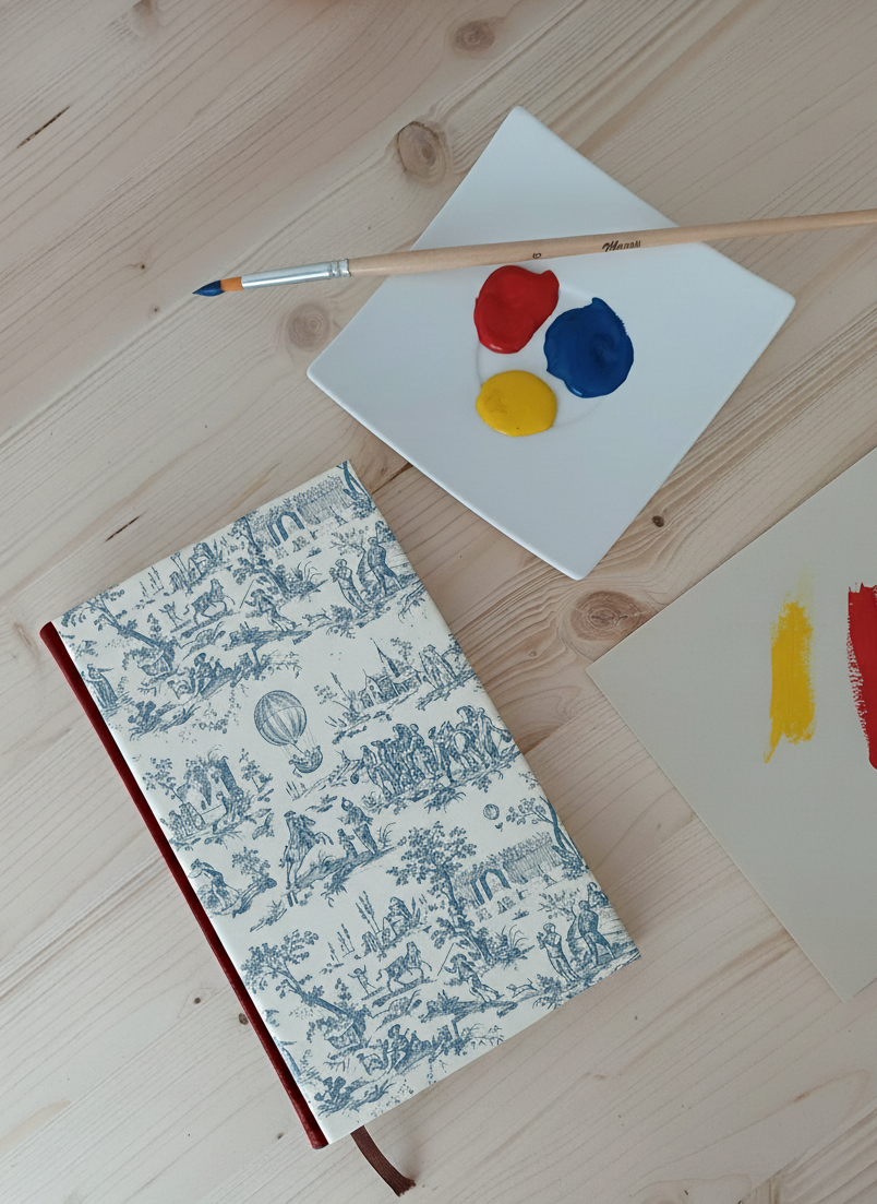 Carnet Hortense - Toile de Jouy bleue