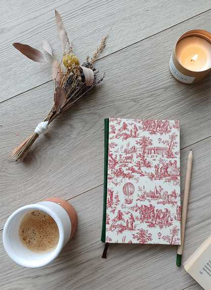 Carnet Hortense - Toile de Jouy fuchsia