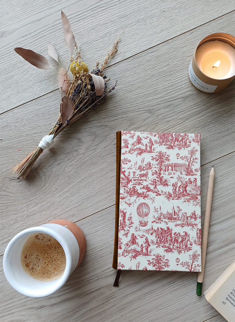 Carnet Hortense - Toile de Jouy fuchsia