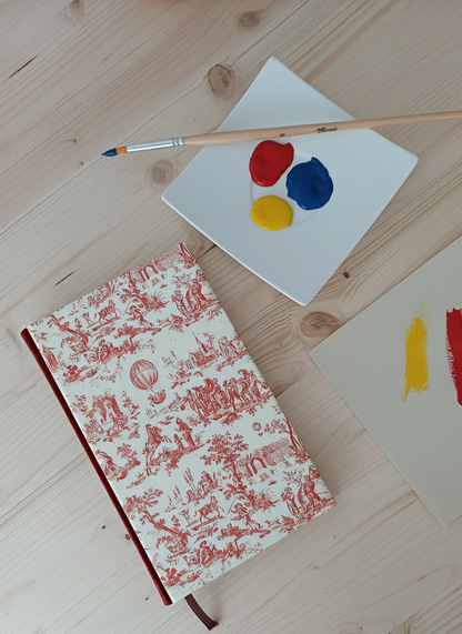Carnet Hortense - Toile de Jouy rouge