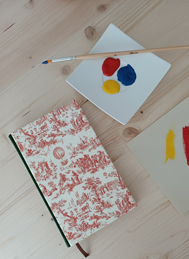 Carnet Hortense - Toile de Jouy rouge