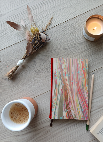 Carnet Hortense - Marbré rose, vert, or