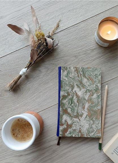 Carnet Hortense - Marbré or et vert