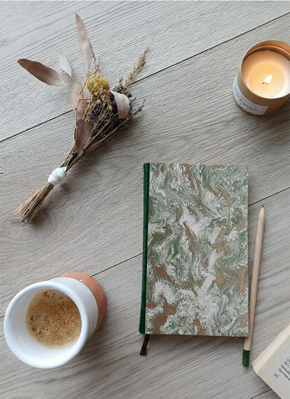 Carnet Hortense - Marbré or et vert