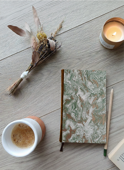 Carnet Hortense - Marbré or et vert