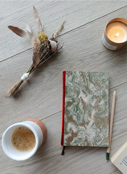 Carnet Hortense - Marbré or et vert