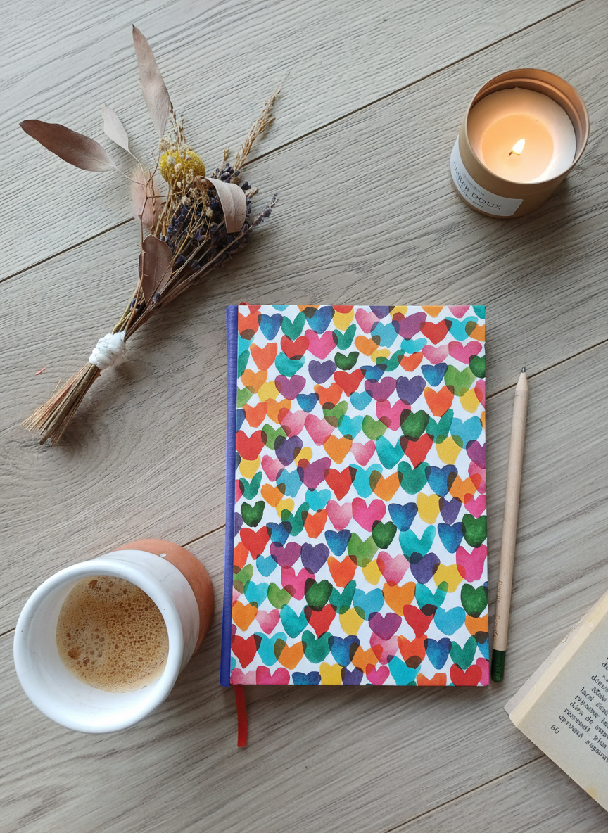 Carnet Rosalie - Cœurs colorés