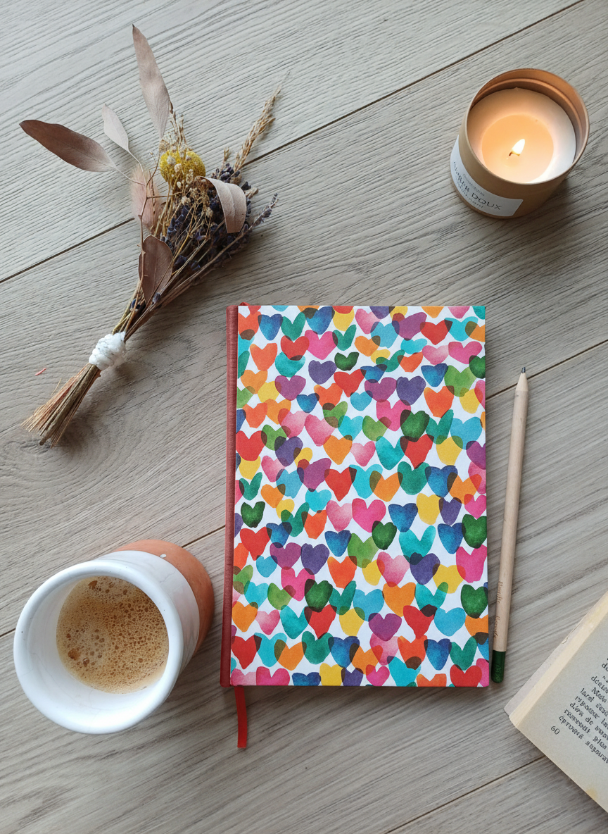 Carnet Rosalie - Cœurs colorés