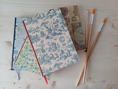 Carnet Rosalie - Toile de Jouy bleue