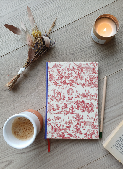 Carnet Rosalie - Toile de Jouy fuchsia