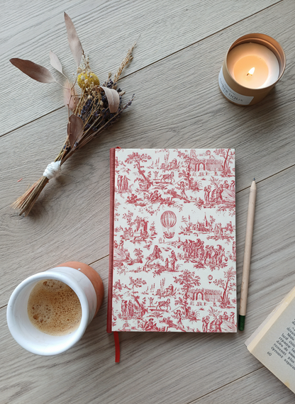 Carnet Rosalie - Toile de Jouy fuchsia
