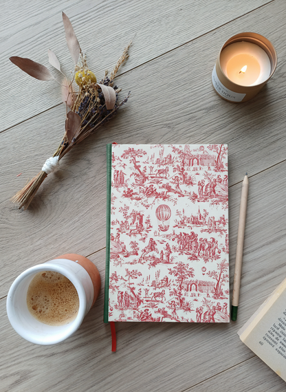 Carnet Rosalie - Toile de Jouy fuchsia
