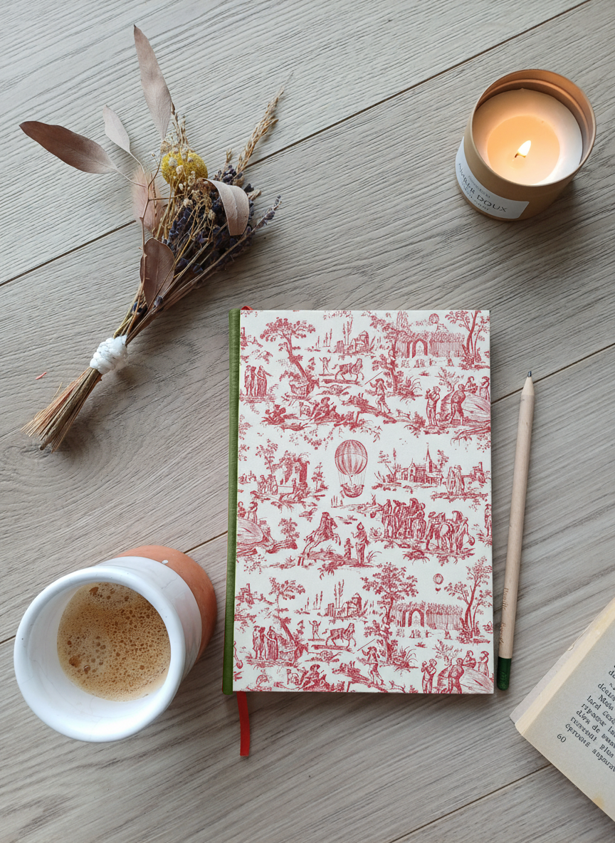 Carnet Rosalie - Toile de Jouy fuchsia