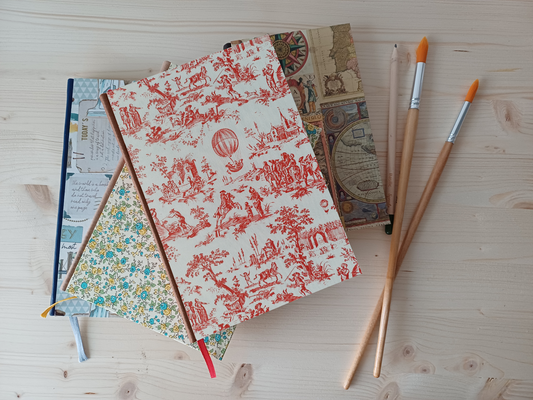 Carnet Rosalie - Toile de Jouy rouge