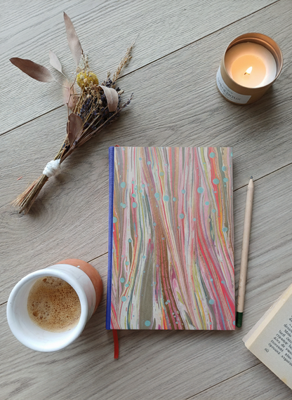 Carnet Rosalie - Marbré rose, vert, or