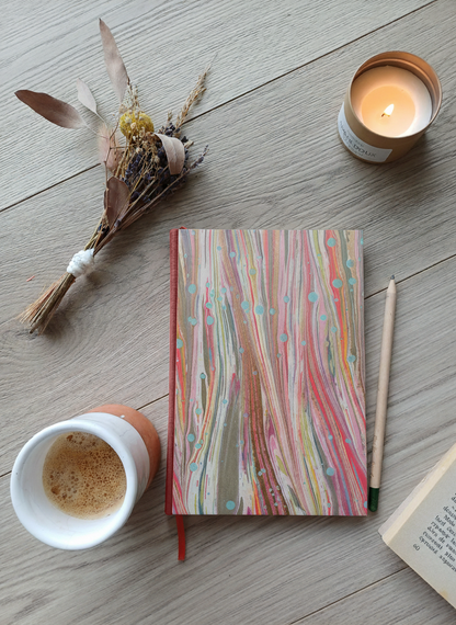 Carnet Rosalie - Marbré rose, vert, or